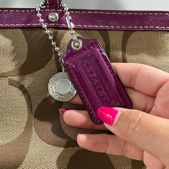 NWT Coach Monogram Handbag and IPad Case Purple/Tan/Brown - Picture 9 of 15